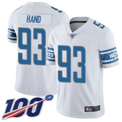 Detroit Lions Limited White Men Dahawn Hand Road Jersey NFL Football #93 100th Season Vapor Untouchable